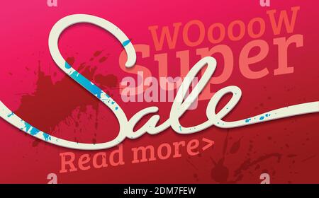 Super sale banner. Sale and discounts. Vector illustration. Sale banner. Sale discount flyer template. Super Sale lettering calligraphy card Stock Vector