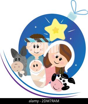 Cartoon of a nativity kawaii Stock Vector