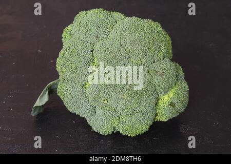 Broccoli isolated on black background. Raw broccoli vegetable close up Stock Photo