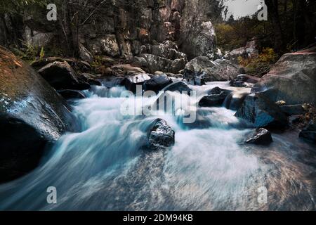 Mountain Stream With Strong Current And Rocks Stock Photo