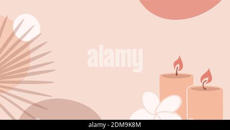 Abstract banner of candles and a flower. Stock Vector