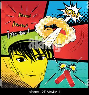 Cartoon man with an explosion Stock Vector