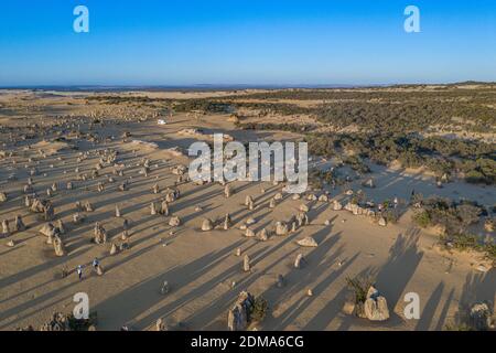 Sunset over the Pinnacles desert in Australia Stock Photo