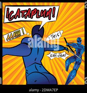 Cartoon swordsmen fighting Stock Vector