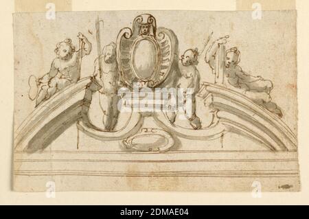 Drawing, Project for a Pediment, ca. 1580 Stock Photo - Alamy