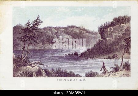 Whirlpool near Niagara, D. Friend, American, Color lithograph, Horizontal rectangle, USA, ca. 1857, landscapes, Print Stock Photo