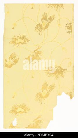 ceiling paper, Machine-printed, Cream background with gold flower pattern., USA, 1895–1905, Wallcoverings, ceiling paper Stock Photo