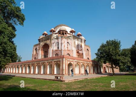 New Delhi, India. 16th Dec, 2020. Exterior view of the newly renovated tomb during the event.Organised by the InterGlobe Foundation that partnered with the Aga Khan Trust for Culture (AKTC) in 2014 to conserve and restore Abdur Rahim Khan-E-Khanan's tomb, a monument owned and protected by the Archaeological Survey of India. A media preview of Rahim's Tomb on completion of its renovation was held at Nizamuddin East. Credit: Pradeep Gaur/SOPA Images/ZUMA Wire/Alamy Live News Stock Photo