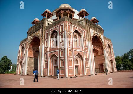 New Delhi, India. 16th Dec, 2020. Exterior view of the newly renovated tomb during the event.Organised by the InterGlobe Foundation that partnered with the Aga Khan Trust for Culture (AKTC) in 2014 to conserve and restore Abdur Rahim Khan-E-Khanan's tomb, a monument owned and protected by the Archaeological Survey of India. A media preview of Rahim's Tomb on completion of its renovation was held at Nizamuddin East. Credit: Pradeep Gaur/SOPA Images/ZUMA Wire/Alamy Live News Stock Photo