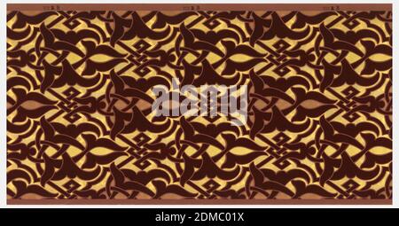 Sidewall, Block printed on continuous paper, Moorish-style design. Printed in burgundy and gold on mauve ground. Printed in selvedge: '701 BB'., USA, 1875–1906, Wallcoverings, Sidewall Stock Photo