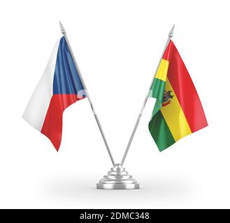 Bolivia and Czech Republic table flags isolated on white 3D rendering Stock Photo