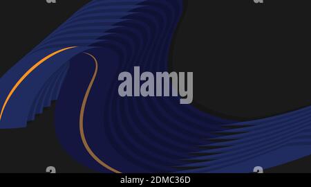 Abstract vector background design with blue wavy parallel shapes Stock Vector