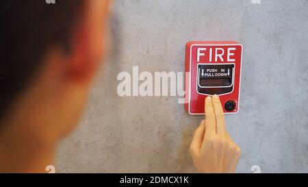 Emergency of Fire alarm system notifier or alert or bell warning equipment use when on fire (Hand Pull Station).