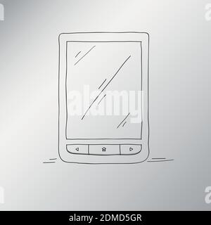 E-book hand-drawn icon. Electronic device for reading text documents Stock Vector