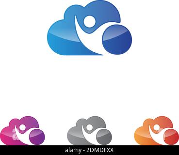 Cloud people technology icon vector in modern style for web, graphic and mobile design. Vector illustration EPS.8 EPS.10 Stock Vector
