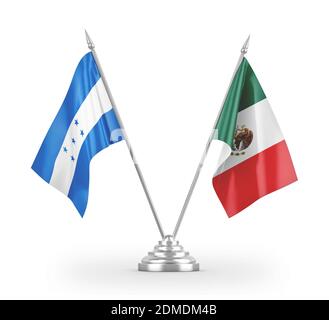 Mexico and Honduras table flags isolated on white 3D rendering Stock Photo