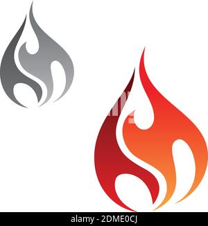 Creative, vector concept design minimal flame tribal icon isolated on the white background. Flaming fire shape sign symbol. 8 Stock Vector