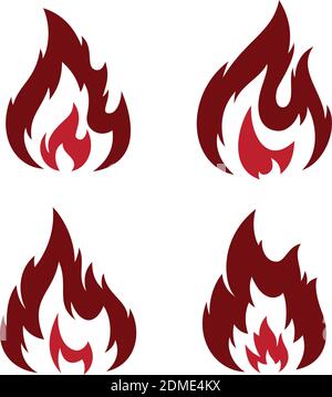Set tribal flame abstract vector icon isolated on the blank background. Flaming fire shape sign symbol. Vector illustration EPS.8 EPS.10 Stock Vector