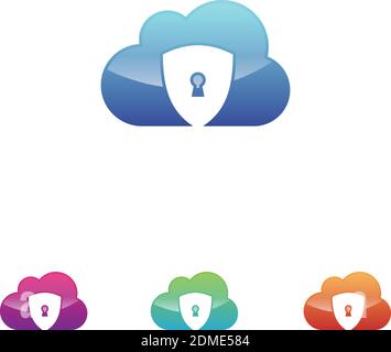 Cloud security data icon vector in modern style for web, graphic and mobile design. Cloud security data access for business. Vector illustration Stock Vector