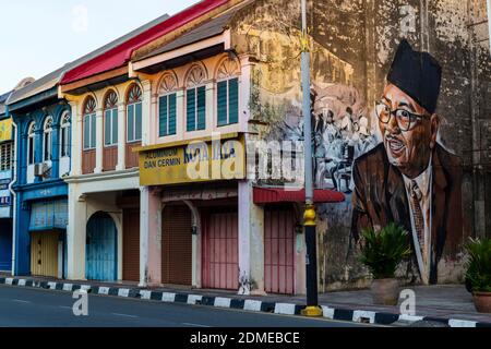 Tunku Abdul Rahman Mural is a mural in Alor Setar, Kedah. It graces the side wall of a shophouse along Jalan Sultan Muhammad Jiwa in Pekan Melayu. The Stock Photo