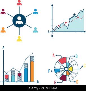 Set abstract infographic elements concept with stage and parts elements. Data infographic chart. Timeline and steps icon. Stock Vector