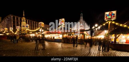 Christkindlesmarkt at night, Nuremburg, Germany Stock Photo