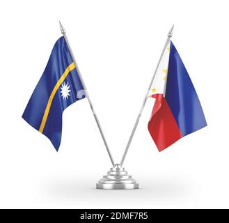 Philippines And Nauru Two Flags Textile Cloth 3d Rendering Stock Photo 