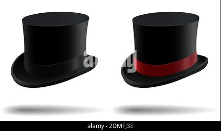 gentleman headdress, top hat. Clothes of a wizard, illusionist. Realistic vector on white background Stock Vector