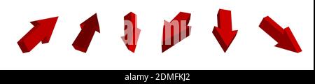 set of 3D arrows in red, indicates the direction of movement. The growth of the company financial indicators. Return on investment Stock Vector