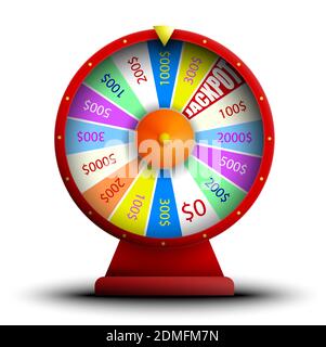wheel of fortune, jackpot, main prize. Luck, casino and gambling. Spin the roulette, try your luck. Realistic bright vector Stock Vector