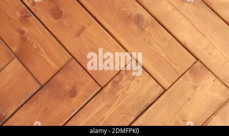 Wooden parquet boards in geometric ornament. Decoration of premises with natural natural materials of recycling. Web banner template for industrial de Stock Vector