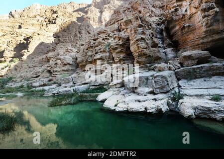 The beautiful Wadi Shab in Oman. Stock Photo