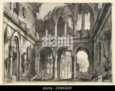 Drawing, Stage Design, Interior of Renaissance Portico, early 19th ...