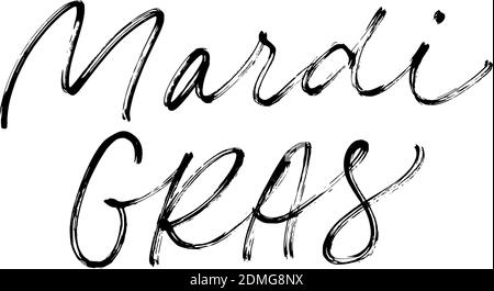 Mardi Gras hand drawn lettering for carnival. Stock Vector