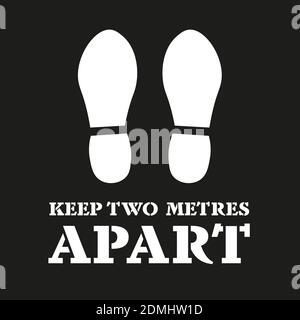 Keep Two Metres Apart  with foot print makers - social distancing concept vector illustration Stock Vector
