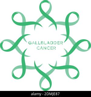 Cancer ribbon kelly green color representing the support of tackling cancers. The ribbons circular as a symbol of cancer. Vector illustration EPS.8 EP Stock Vector