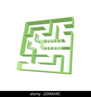 Abstract colored square maze. 3D surround style. Game for kids. Puzzle for children. One entrance, one exit. Labyrinth conundrum. Vector illustration Stock Vector