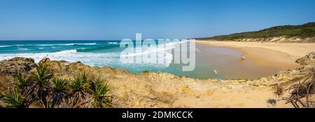 Panorama of Point Lookout Beach, Stradbroke Island, Queensland, Australia Stock Photo