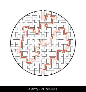 Difficult round labyrinth. Game for kids. Puzzle for children. One entrance, one exit. Labyrinth conundrum. Flat vector illustration isolated on white Stock Vector