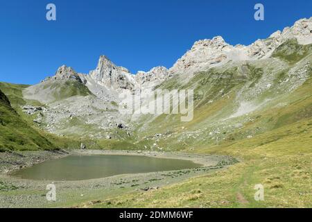 Lake Lhurs in the Valley of Aspe, in the Pyrenees-Atlantiques department (south-western France) Stock Photo