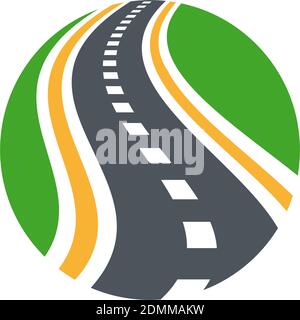 Vector curved road logo combination. Roadway and direction symbol. Stock Vector