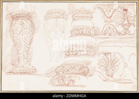 Study of balusters and sculptural motifs, Jean-Robert Ango, French, active in Rome 1759 –1770, d. 1773, Red chalk on paper, Study of balusters and sculptural motifs, France, ca. 1759–70, ornament, Drawing Stock Photo