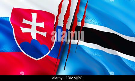 Slovakia and Botswana flags. 3D Waving flag design. Slovakia Botswana ...