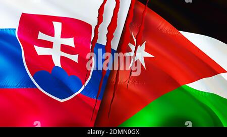 Jordan and Slovakia flags. 3D Waving flag design. Slovakia Jordan flag, wallpaper. Jordan vs Slovakia image,3D rendering. Jordan Slovakia Stock Photo - Alamy