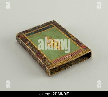 Slip case for a book, Leather on paper, USA, 19th century, containers, Decorative Arts, Case, Case Stock Photo