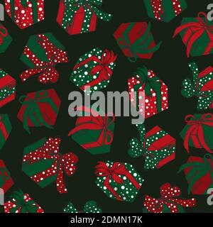 Seamless winter pattern. The magic of the New Year holidays. Christmas time. Wallpaper, banner, poster, print, packaging, paper, textile design. Stock Vector