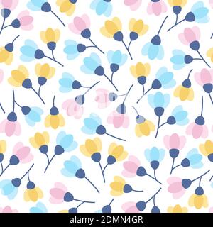 Decorative trendy vector seamless floral ditsy pattern design. Modern elegant repeating flower buds background suitable for printing and textile Stock Vector