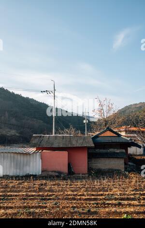 Korean countryside village winter scenery Stock Photo