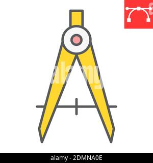 Divider color line icon, compass and architect, divider sign vector graphics, editable stroke filled outline icon, eps 10. Stock Vector