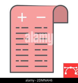 Pros and cons color line icon, test and choose, pros and cons sign vector graphics, editable stroke filled outline icon, eps 10. Stock Vector